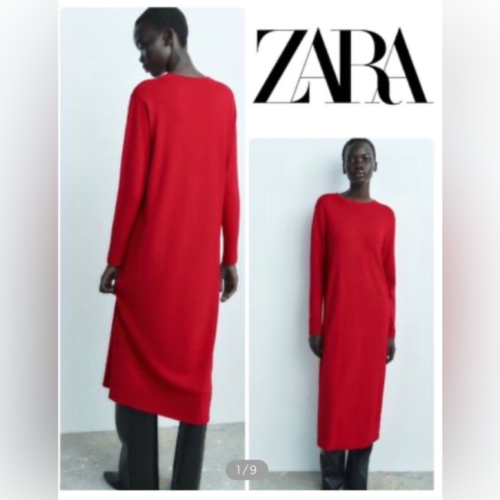 Zara Red Knit Maxi Dress 5536/130 NWT